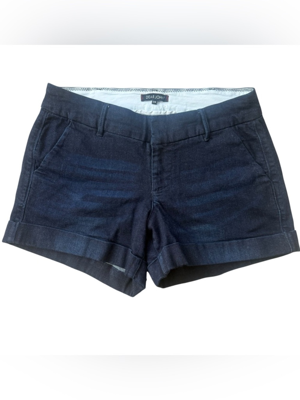 Dear John Dark Blue Roll-Cuff Denim Shorts